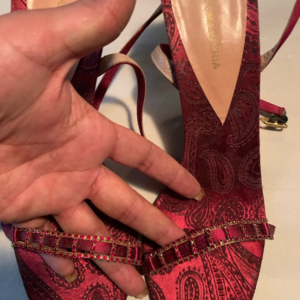 Ornate ruby red diamond strappy statement sandal